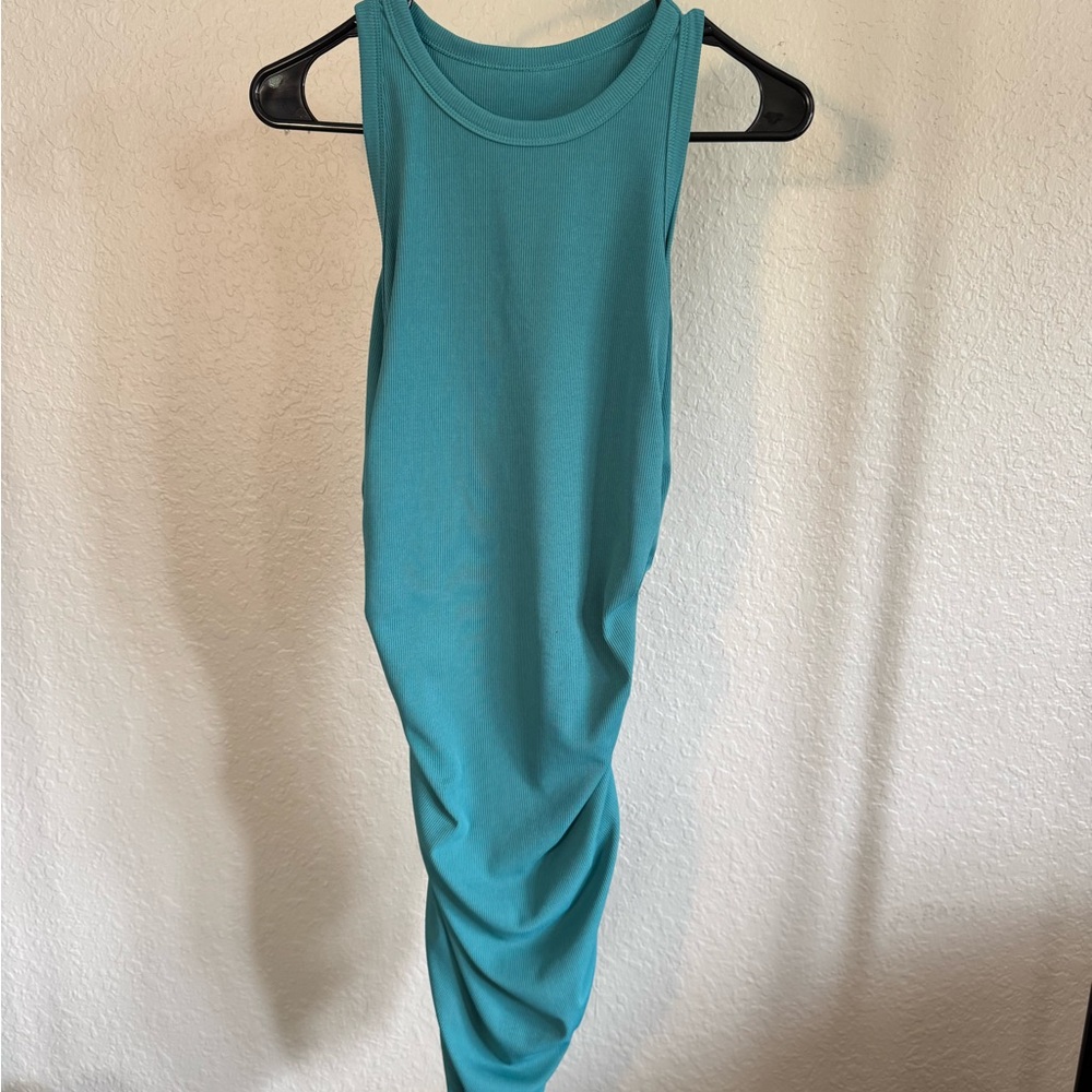 Elegant Teal Sleeveless Dress - Picture 5 of 6